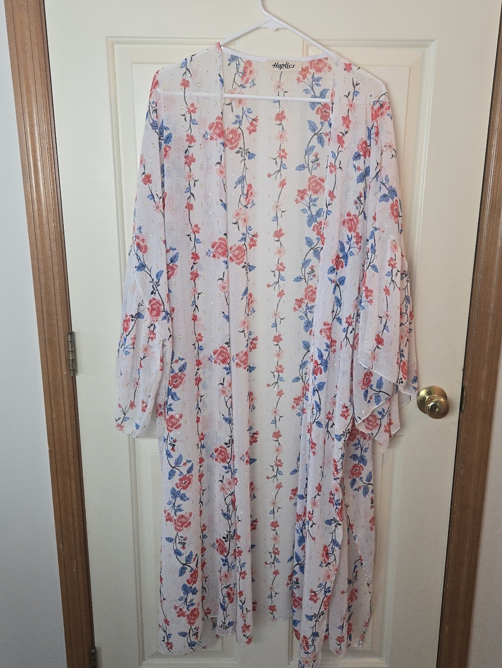 Kimono Style Open Long Layer Sheer Cardigan Robe Coverup Duster